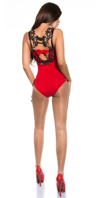 Body with crochet carrier & rhinestone Red